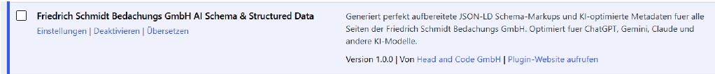 Head & Code AI Schema & Structured Data Plugin für WordPress
