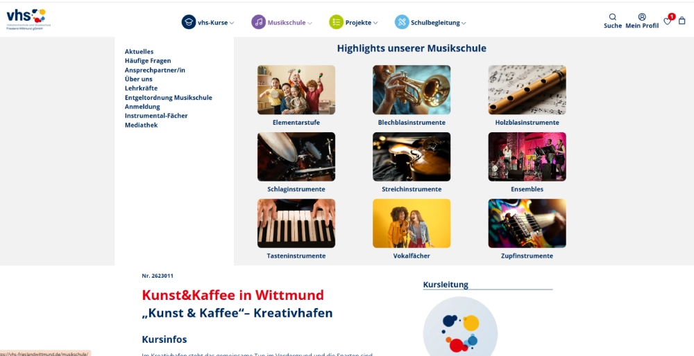 WordPress-Beispielprojekt: Kursplattform der Volkshochschule Friesland-Wittmund