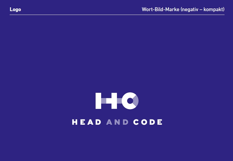 Beispielseite Logovarianten aus einem Brand Manual von Head & Code