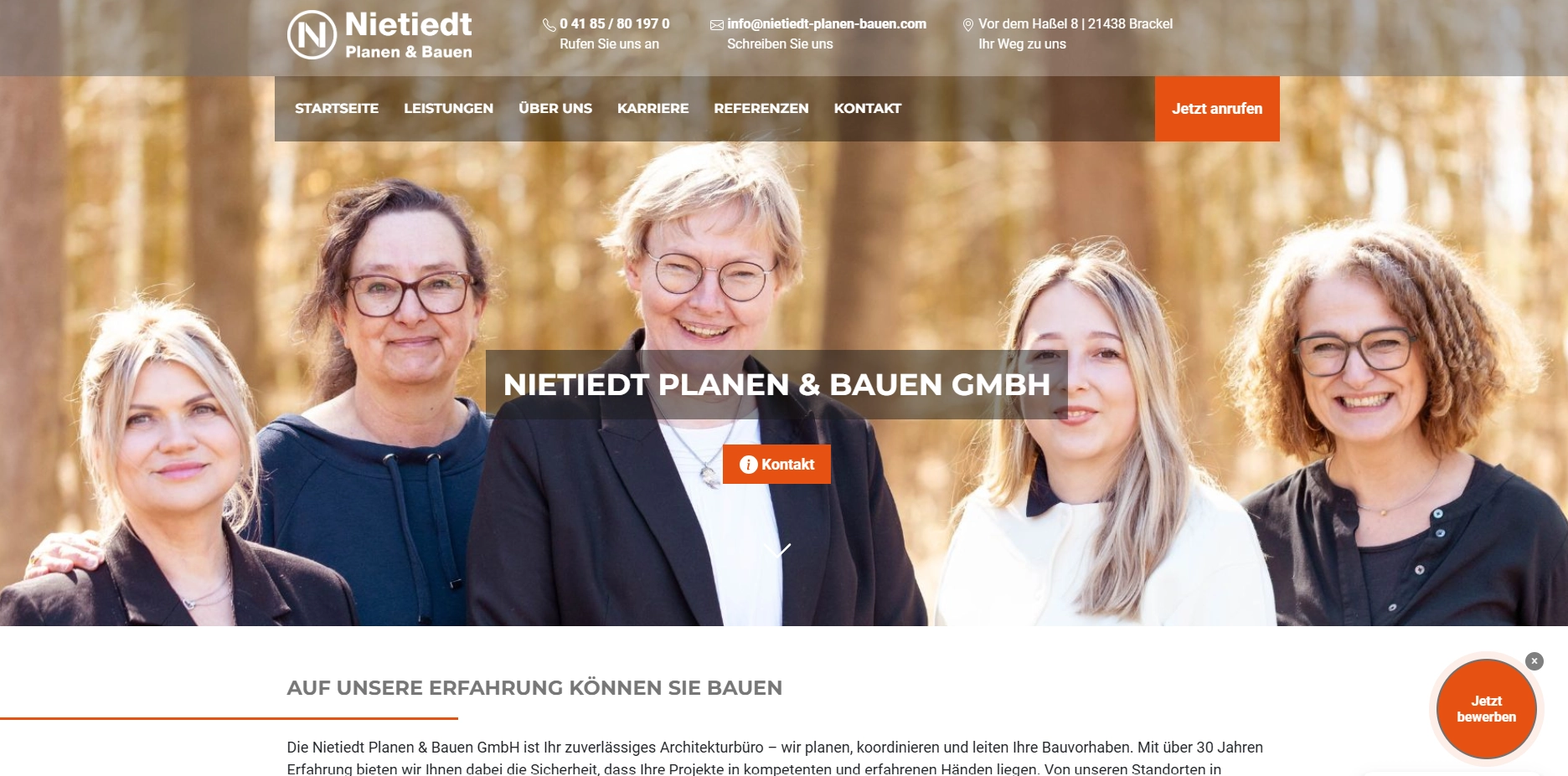 Von Head & Code betreute Website der Nietiedt-Gruppe