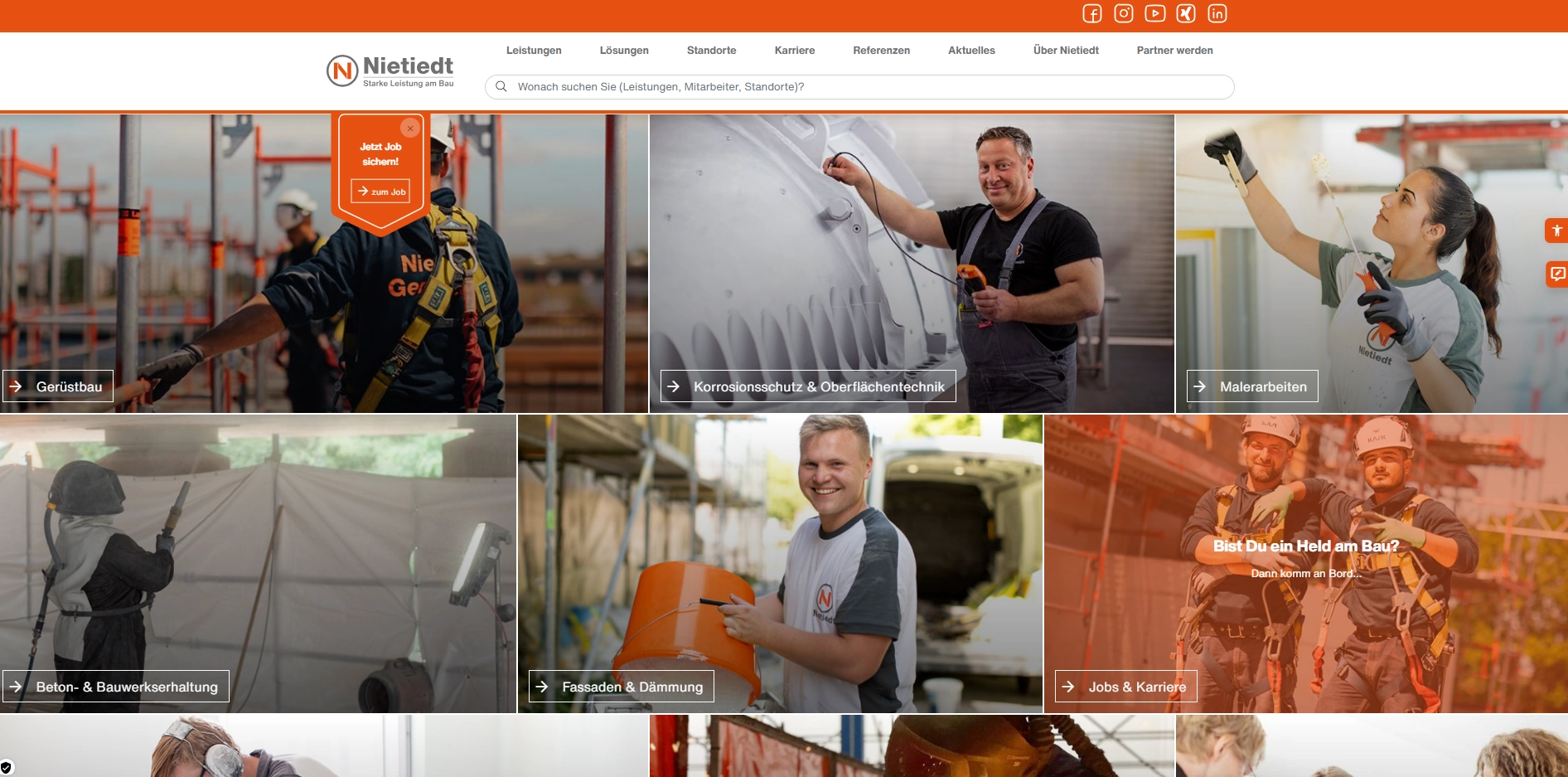 Von Head & Code betreute Website der Nietiedt-Gruppe